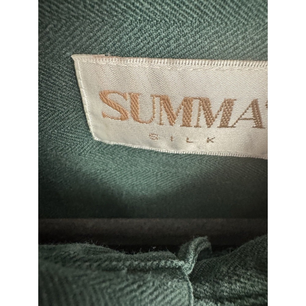 Summa Silk Men's XL Green 100% Silk Button Up Shirt Long Sleeve Pockets - Picture 3 of 9